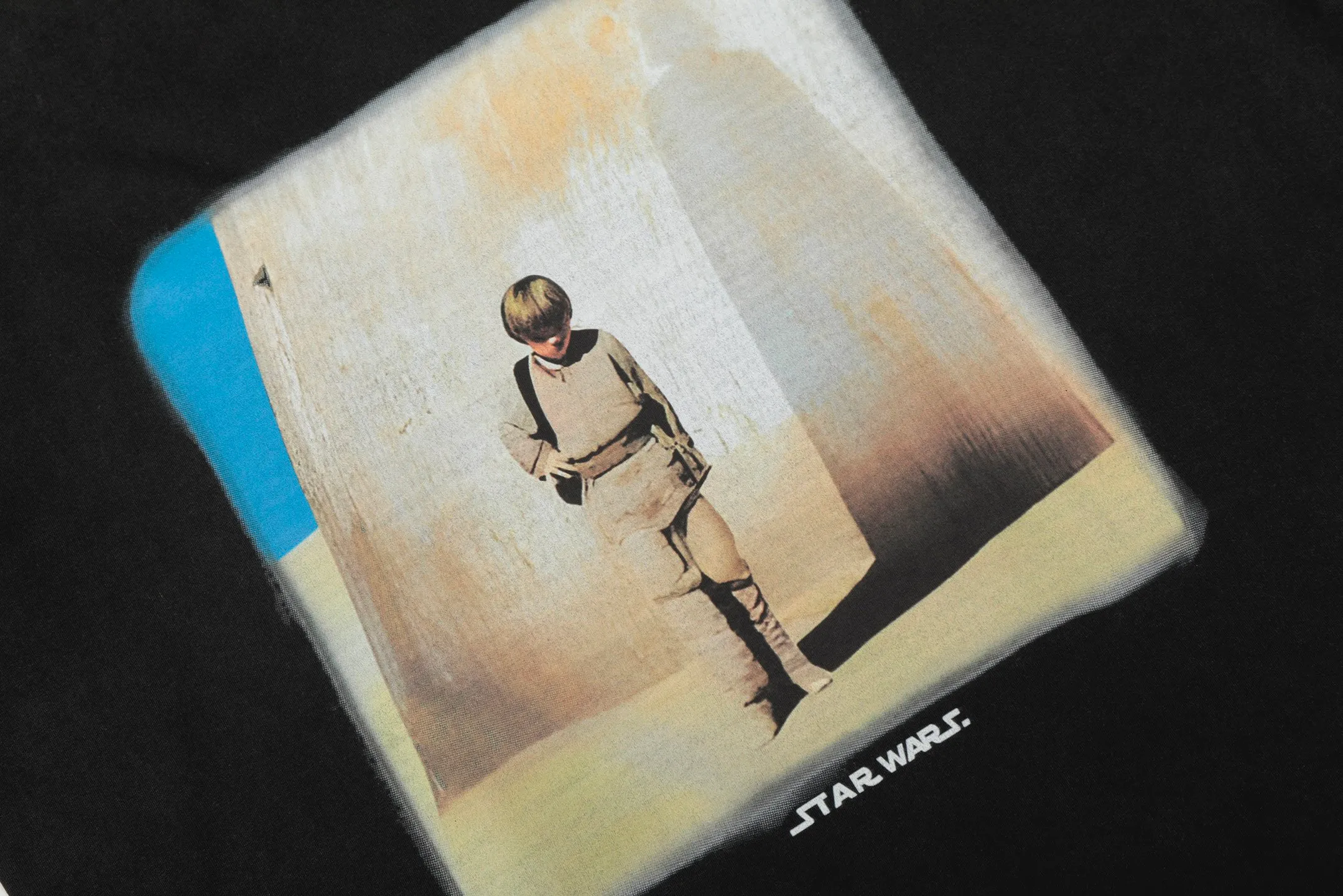 VT438 P160💰 Saint Michael 25SS new "STAY HERE" Star Wars joint letter print direct-injection printing retro washed distressed long-sleeved T-shirt small neck design digital direct-injection printing high street retro heavy distressed washed Vintage long sleeves Size: S M L XL